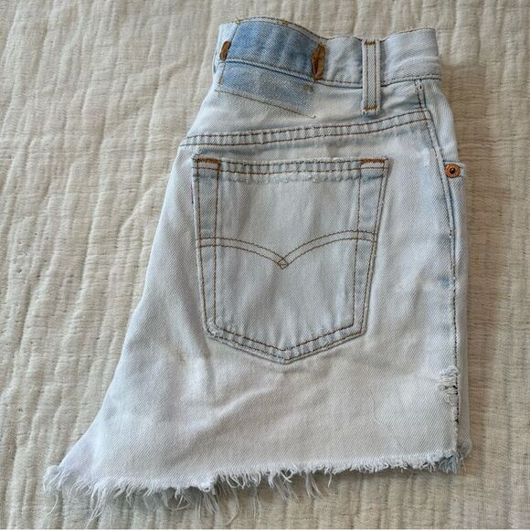 Levi's Pants - Levi's Women’s Vintage Blue Distressed 501 Cut Off Denim Shorts Button Fly